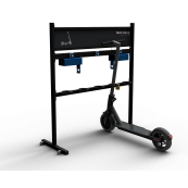 Mobile scooter stand | with advertising sign | Model E:with 3x sockets IP54, 2x holder for scooter charger